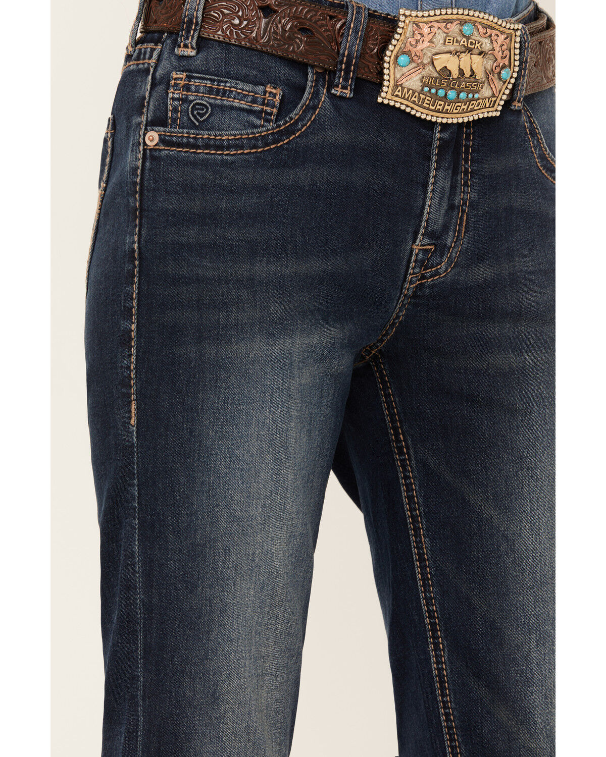 Image #4 - Rock & Roll Denim Women's Dark Wash Mid Rise Extra Stretch Riding Bootcut Jeans, Dark Wash, hi-res