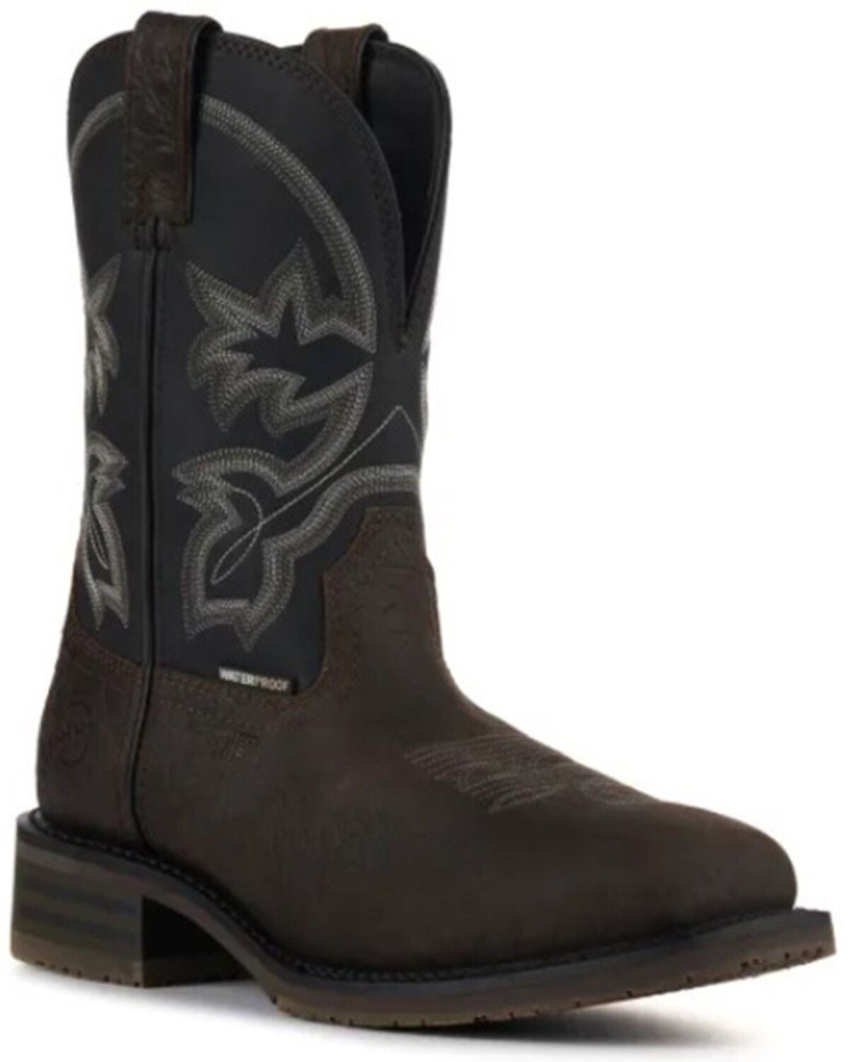 Double H Men's 10" Deep Scallop Waterproof Work Boots - Composite Toe, Black/brown, hi-res