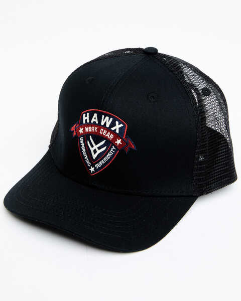 Image #1 - Hawx Men's Ribbon Logo Shield Patch Mesh-Back Ball Cap , Black, hi-res
