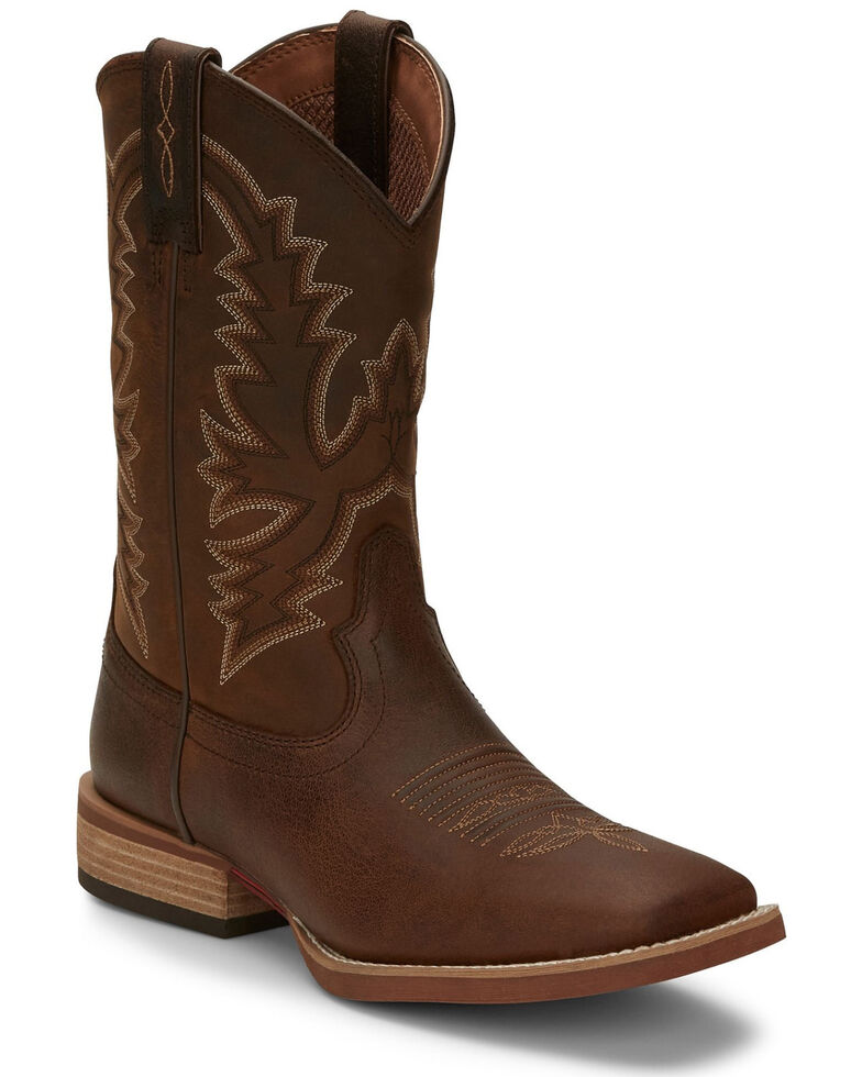 Justin Men's Tallyman Brown Western Boots - Wide Square Toe, Brown, hi-res