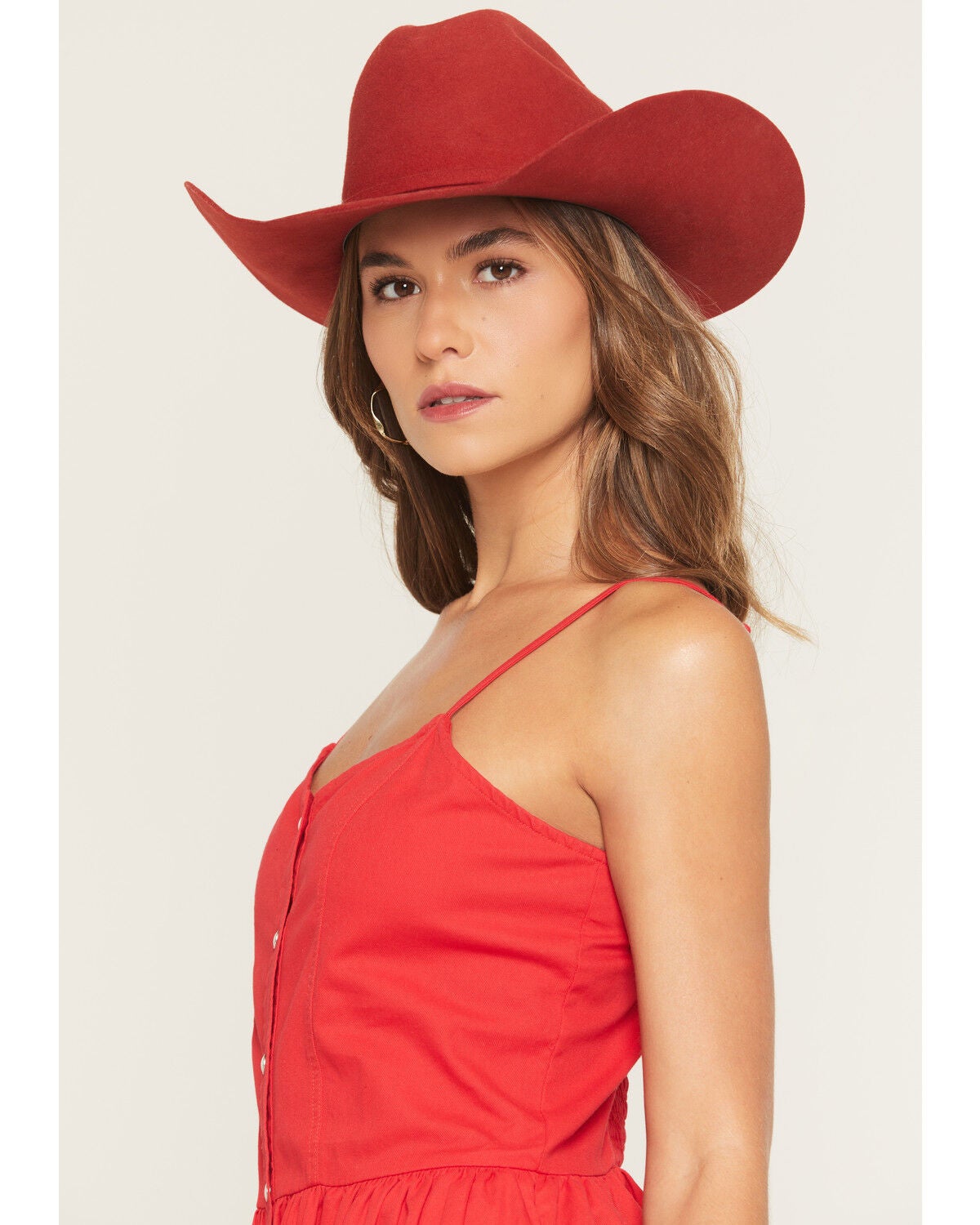 Image #2 - Wrangler Women's Sleeveless Snap Denim Mini Dress, Red, hi-res