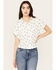 Wild Moss Women's Short Sleeve Embroidered Campshirt, White, hi-res