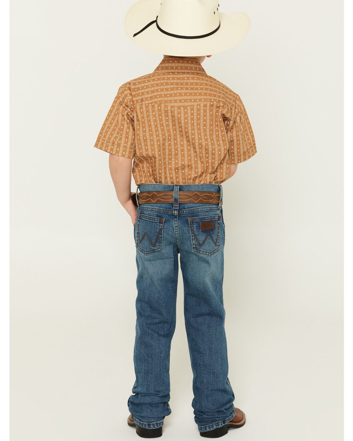 Wrangler Retro Little Boys' Medium Wash Bowden Relaxed Bootcut Stretch Denim Jeans, Medium Wash, hi-res