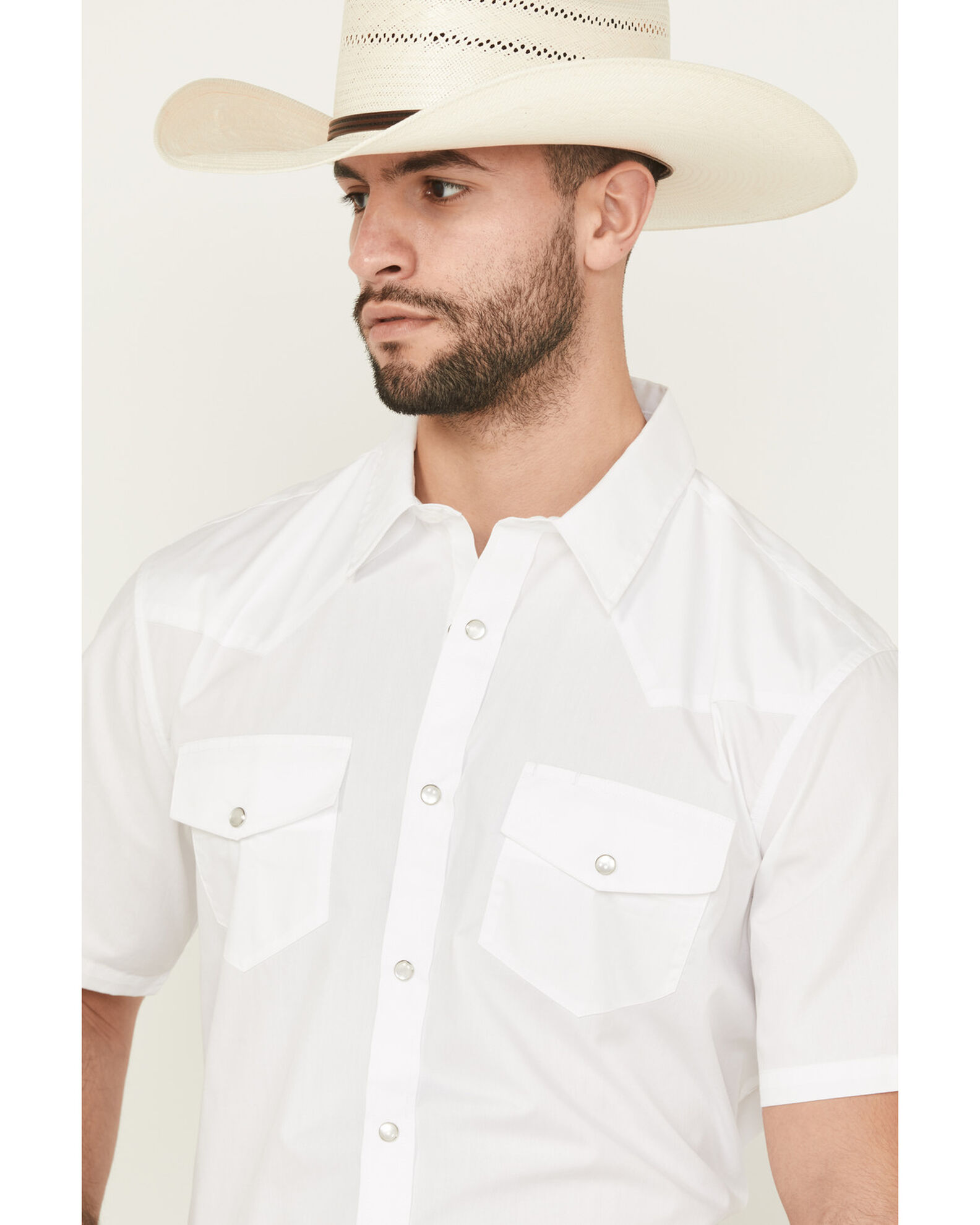 Image #2 - Gibson Men's Solid Short Sleeve Snap Western Shirt - Big, White, hi-res
