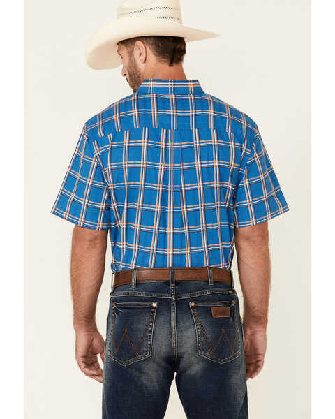 Cody James Core Men's Volt Plaid Print Short Sleeve Button Down Western Shirt , Blue, hi-res
