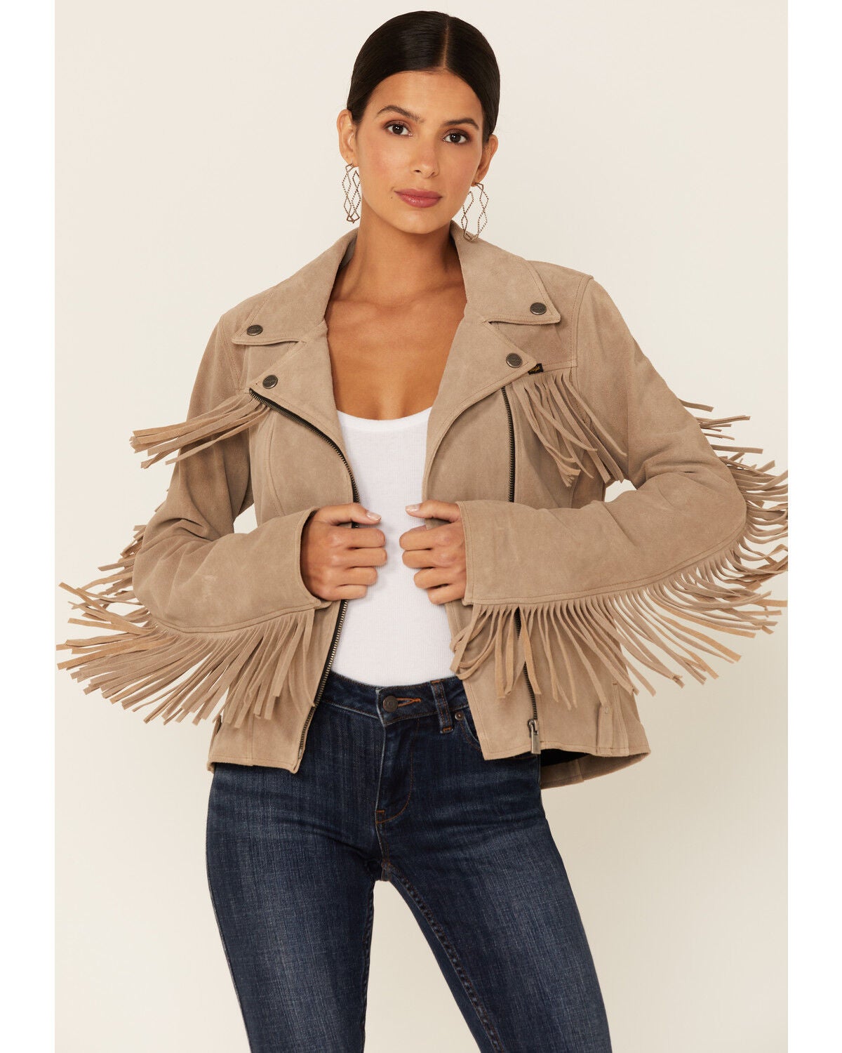 Wrangler Women's Fringe Leather Jacket 