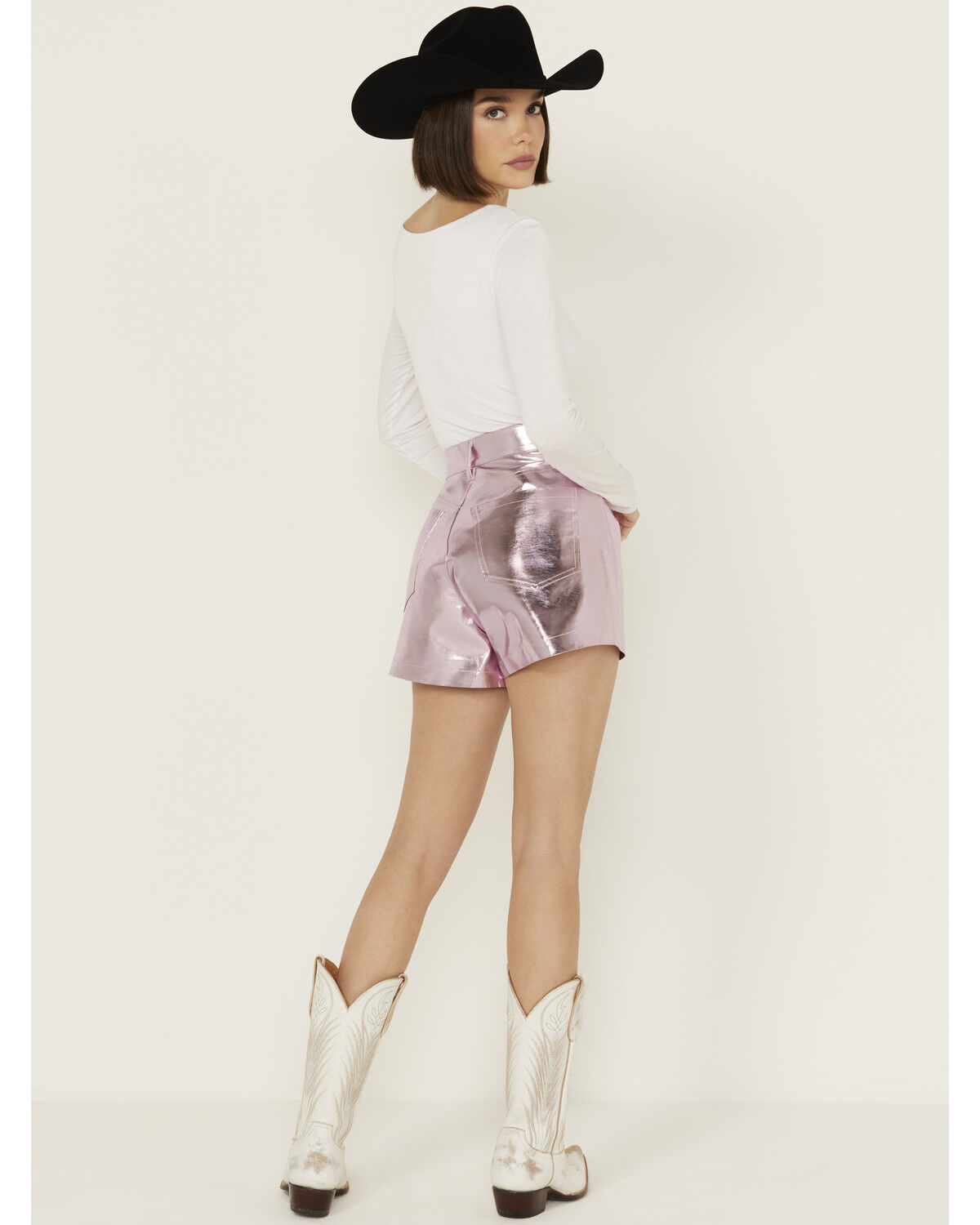 Image #3 - BLANKNYC Women's High Rise Metallic Shorts, Pink, hi-res