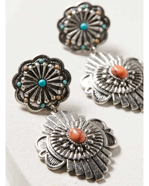 Image #2 - Shyanne Women's Wildflower Bloom Concho Earrings, Silver, hi-res