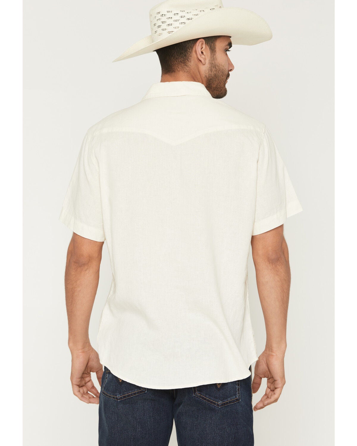 Image #4 - Sendero Provisions Men's The Wyatt Solid Short Sleeve Snap Western Shirt, Off White, hi-res
