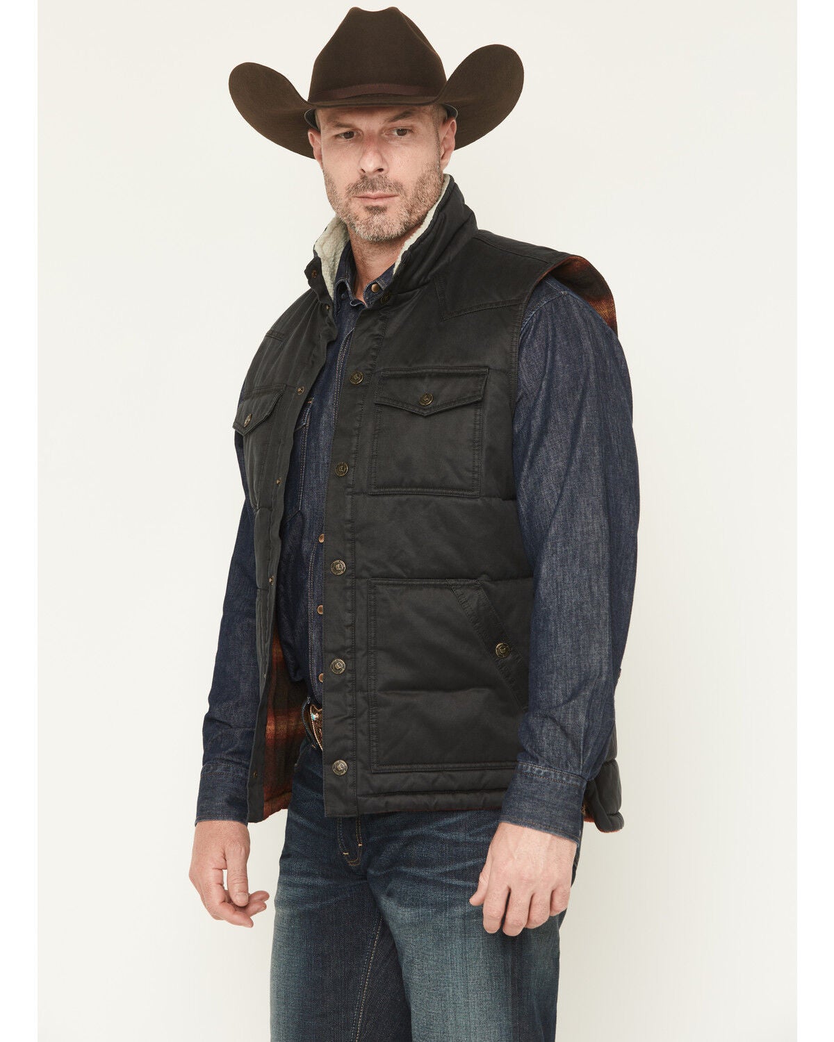 Image #2 - Cody James Men's Oil Slick Snap Lined Vest - Tall, Black, hi-res