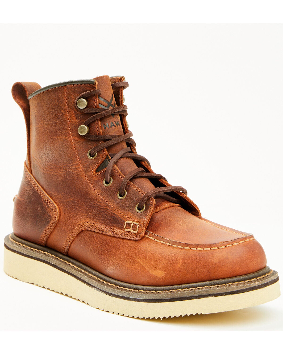 Hawx Men's 6" Lace-Up Moc Work Boots - Soft Toe, Rust Copper, hi-res