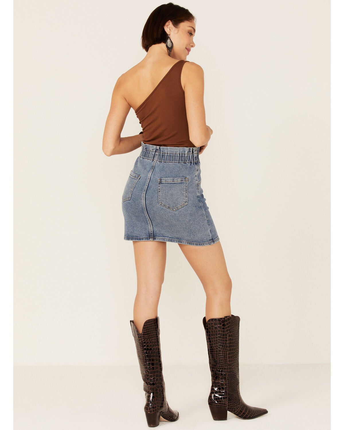 Demin Shirred Waist Mini Skirt | Sheplers