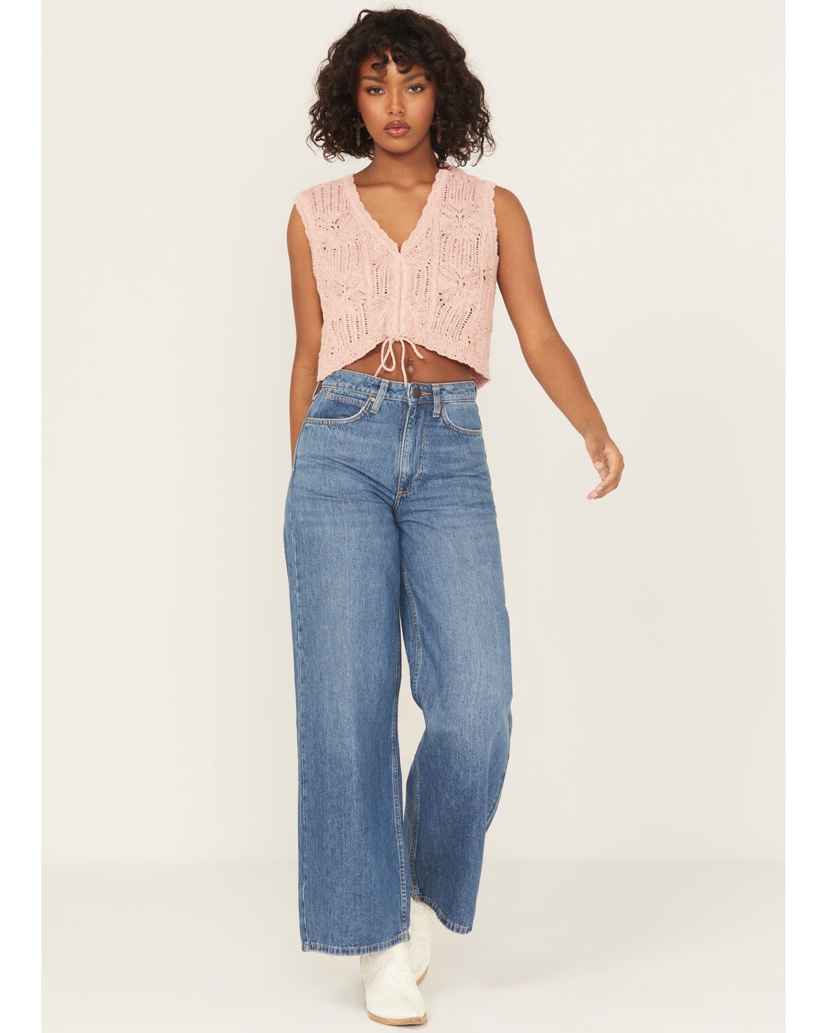 Wrangler Retro Women's Yvette Medium Wash High Rise Wide Leg Denim Jeans, Medium Wash, hi-res
