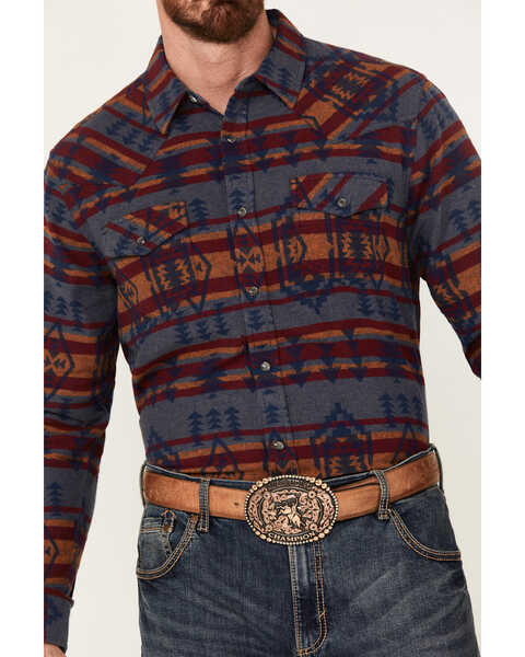 Cody James Men's Fire Water Southwestern Print Long Sleeve Pearl Snap Western Shirt - Big, Grey, hi-res