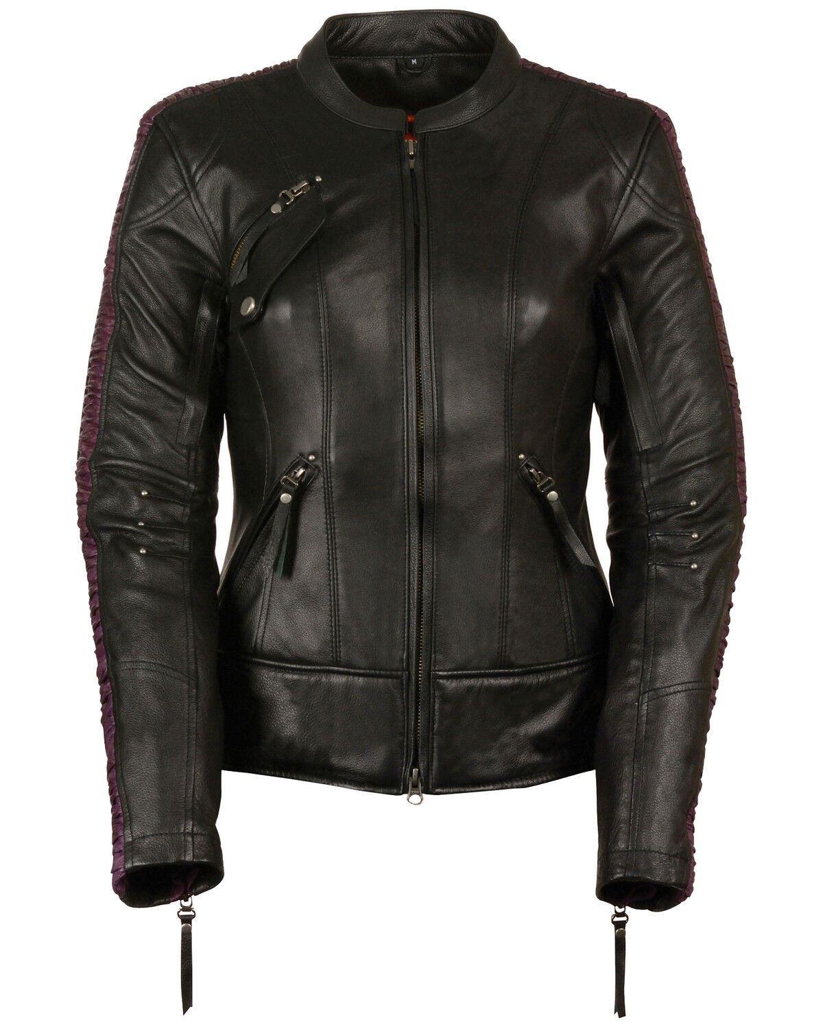 Image #1 - Milwaukee Leather Women's Concealed Carry Embroidered Phoenix Leather Jacket, Black/purple, hi-res