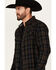 Image #2 - Moonshine Spirit Men's Giggin Plaid Print Long Sleeve Snap Western Shirt, Black, hi-res