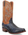 Image #1 - Dan Post Men's Exotic Ostrich Leg Western Boots - Square Toe, Blue, hi-res