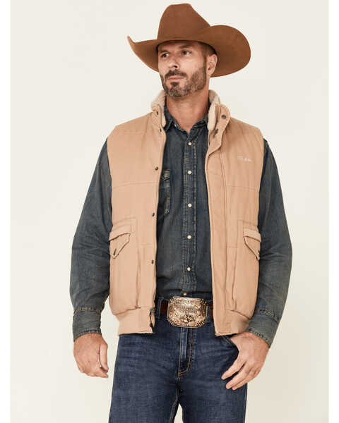 Image #1 - Powder River Outfitters Men's Tan CC Brushed Canvas Storm-Flap Vest , Tan, hi-res