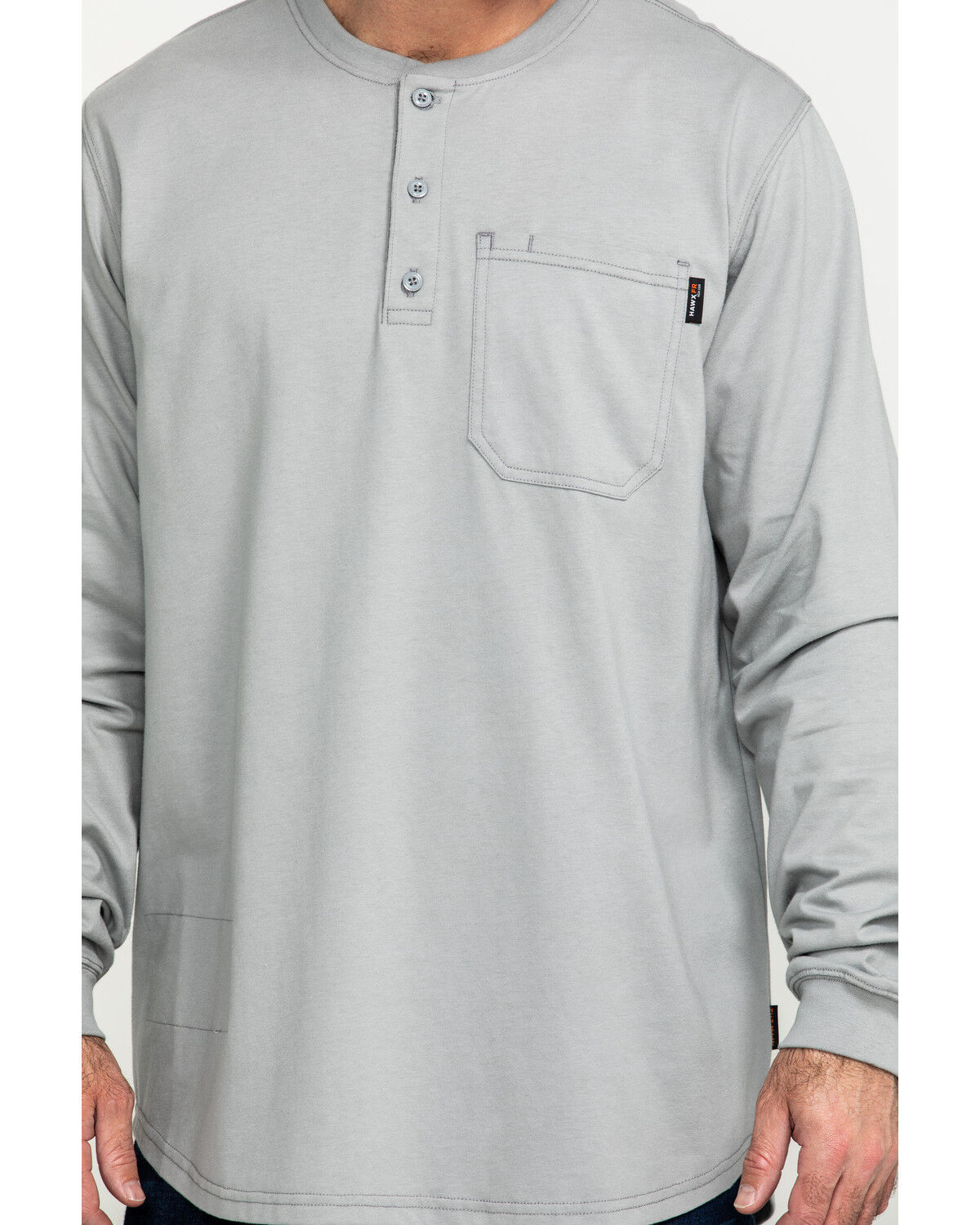 Image #4 - Hawx Men's FR Long Sleeve Pocket Henley Work Shirt, Medium Grey, hi-res