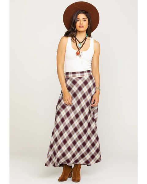 Image #6 - Stetson Women's Plaid Print Maxi Skirt, Brown, hi-res