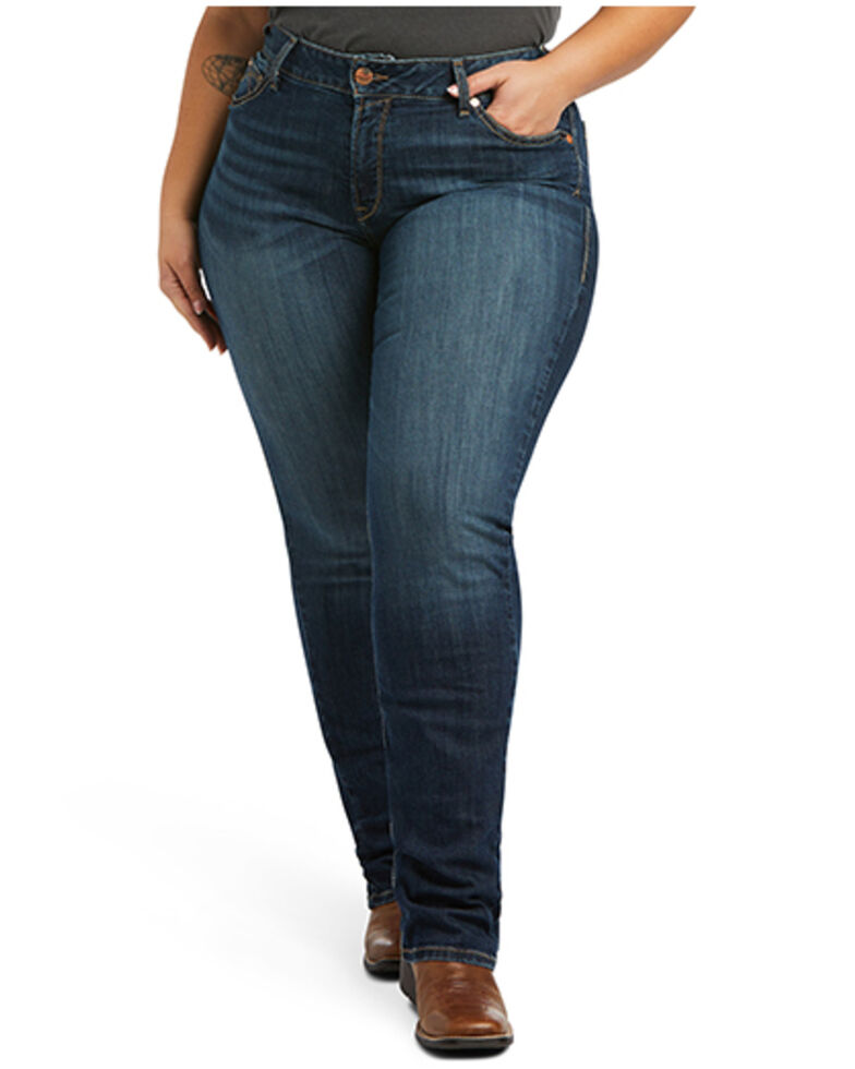 Ariat Women's R.E.A.L. Perfect Rise Analise Stackable Straight Leg Jeans - Plus, Blue, hi-res