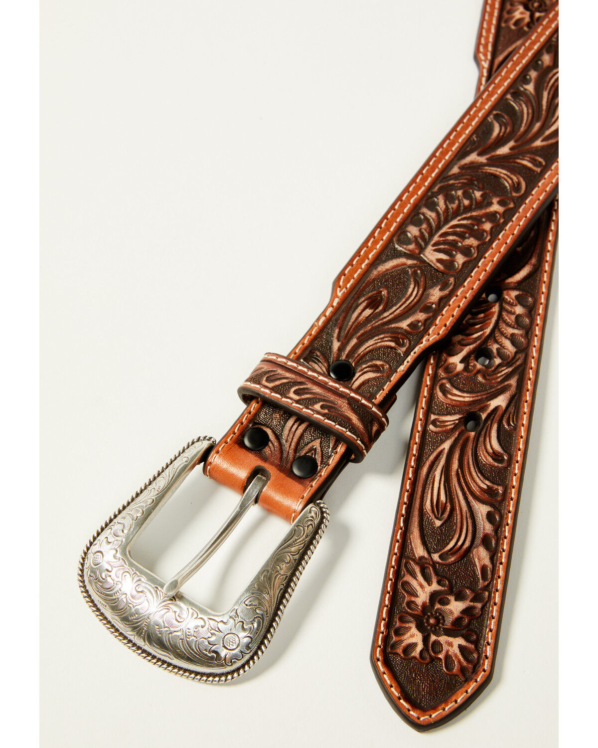 Image #2 - Cody James Men's Floral Tooled Belt, Brown, hi-res