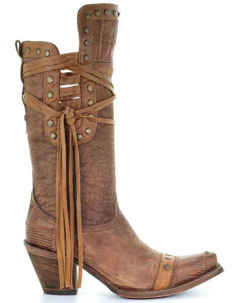 Image #2 - Corral Women's Vintage Gold Studded Western Boots - Snip Toe, , hi-res