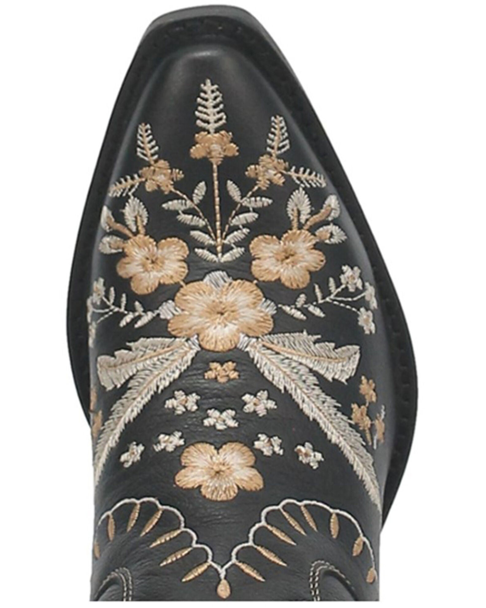 Dingo Women's Primrose Embroidered Floral Western Booties - Snip Toe, Black