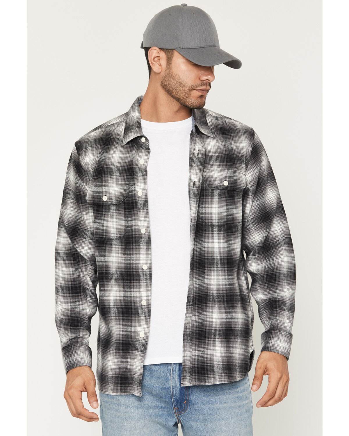Image #1 - Levi's Men's Scottie Plaid Print Long Sleeve Button-Down Flannel Shirt, Charcoal, hi-res