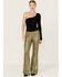 Image #1 - Free People Women's Wilder Days Sequins Flare Pants, Olive, hi-res