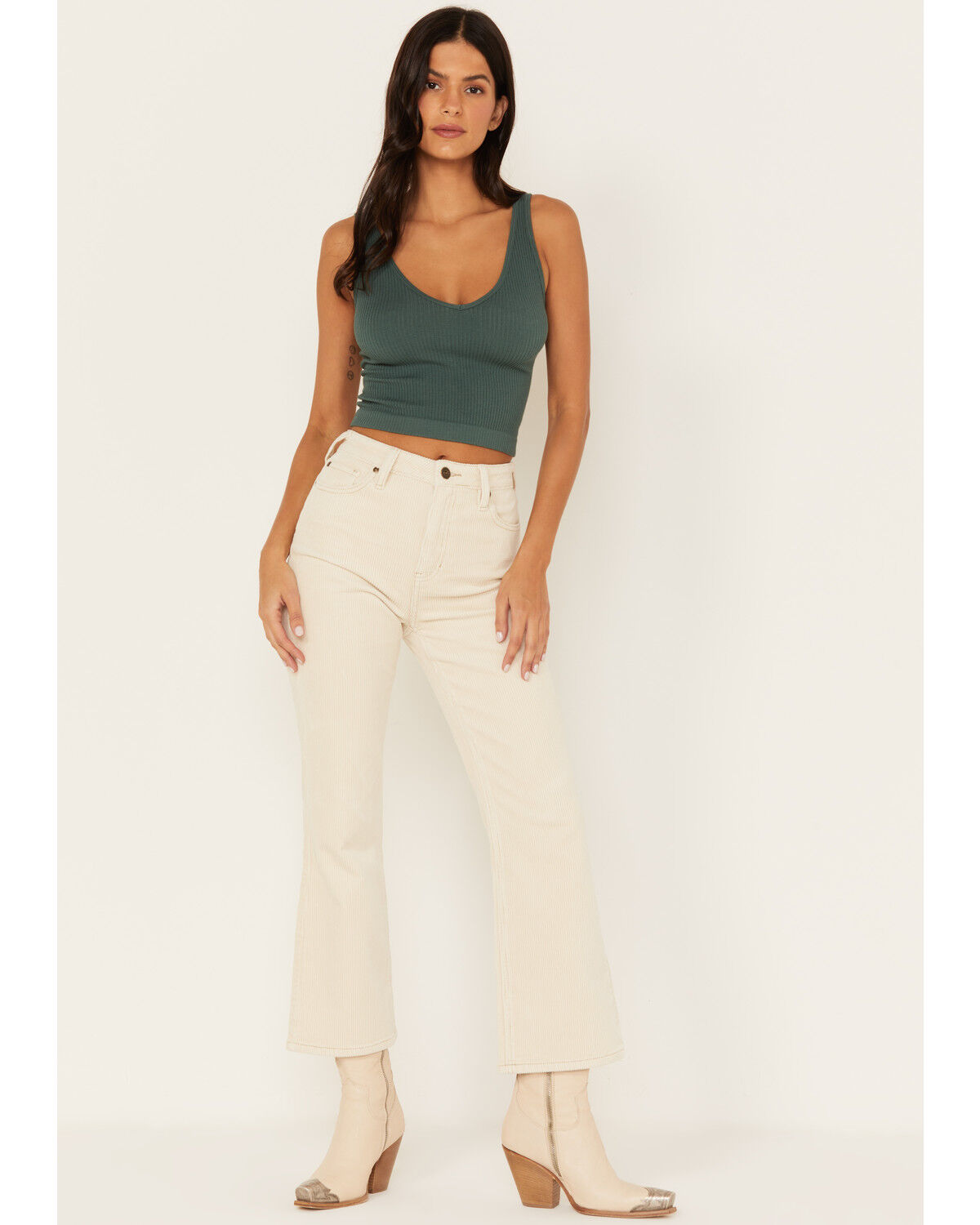 Image #1 - Cleo + Wolf Women's Mid Rise Flare Corduroy Pants, Natural, hi-res
