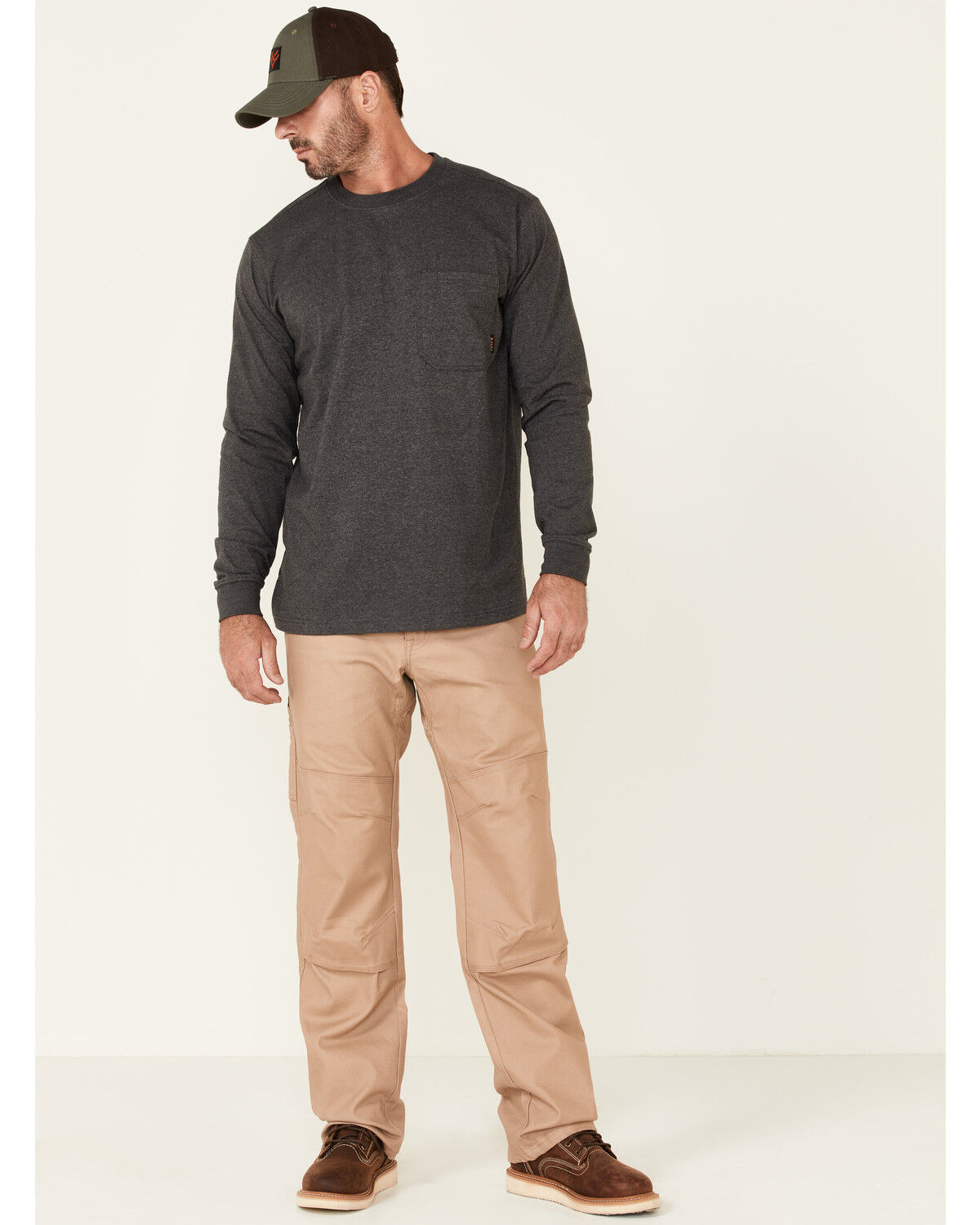 Image #2 - Hawx Men's Solid Charcoal Forge Long Sleeve Work Pocket T-Shirt, Charcoal, hi-res