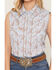 Image #3 - Ely Walker Women's Boot Barn Exclusive Floral Horseshoe Print Sleeveless Pearl Snap Western Shirt, Blue, hi-res