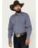 Image #2 - Resistol Men's Henry Houndstooth Print Long Sleeve Button Down Western Shirt, Blue, hi-res