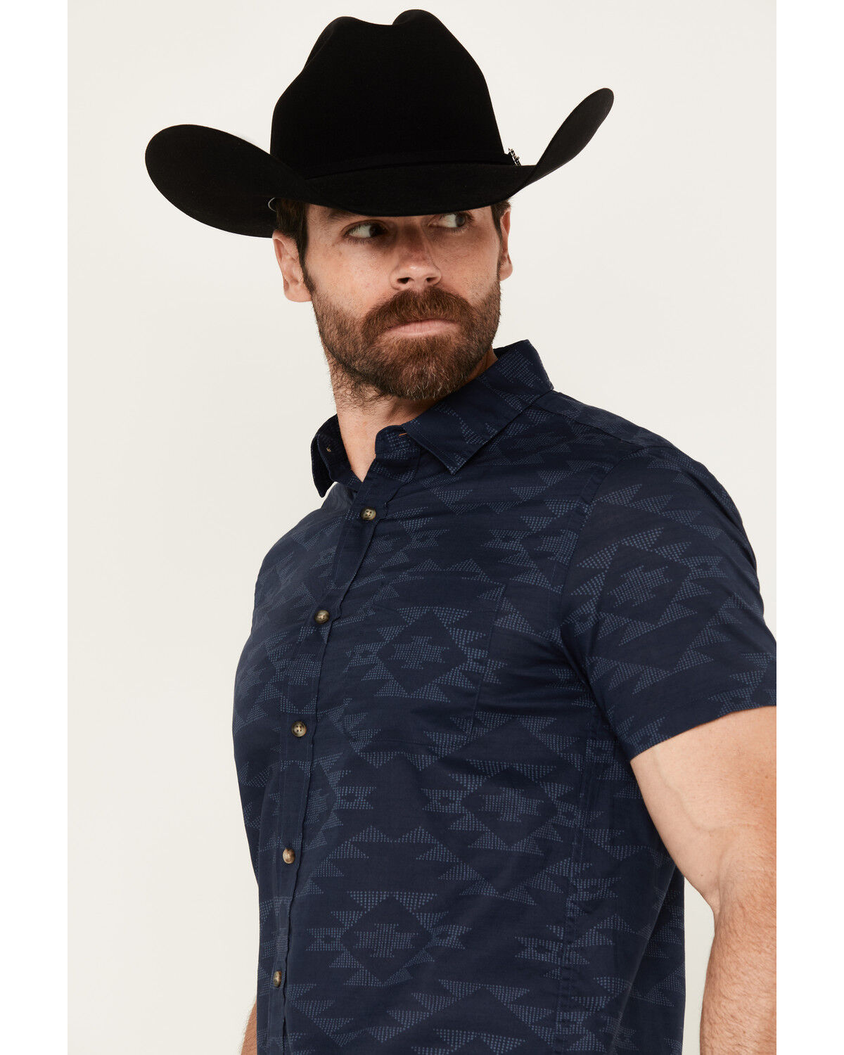 Image #2 - Pendleton Men's Shoreline Tonal Multicolor Print Short Sleeve Button-Down Shirt, Dark Blue, hi-res
