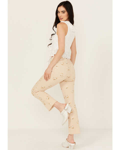 Image #3 - Driftwood Women's Roxy X Provence High Rise Floral Embroidered Cropped Straight Denim Jeans , Cream, hi-res