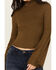 Shyanne Women's Rib Knit Mock Neck Bell Sleeve Top , Forest Green, hi-res