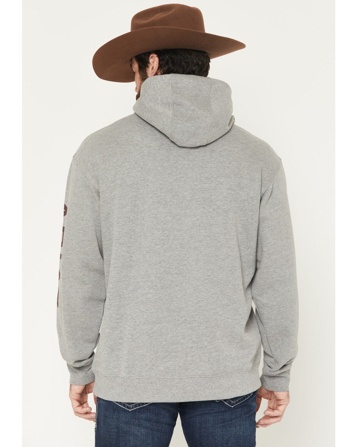 Image #4 - Ariat Men's Logo Graphic Hooded Sweatshirt - Tall, Grey, hi-res