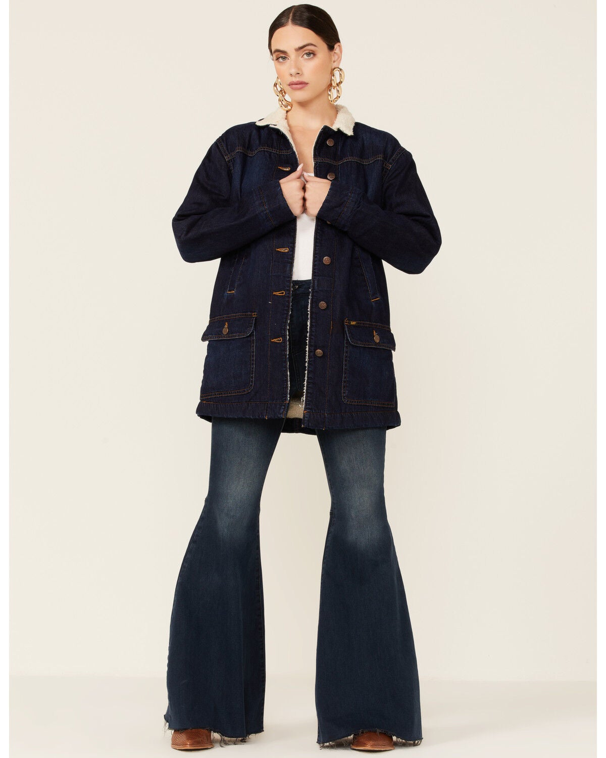 oversized denim jacket dark blue