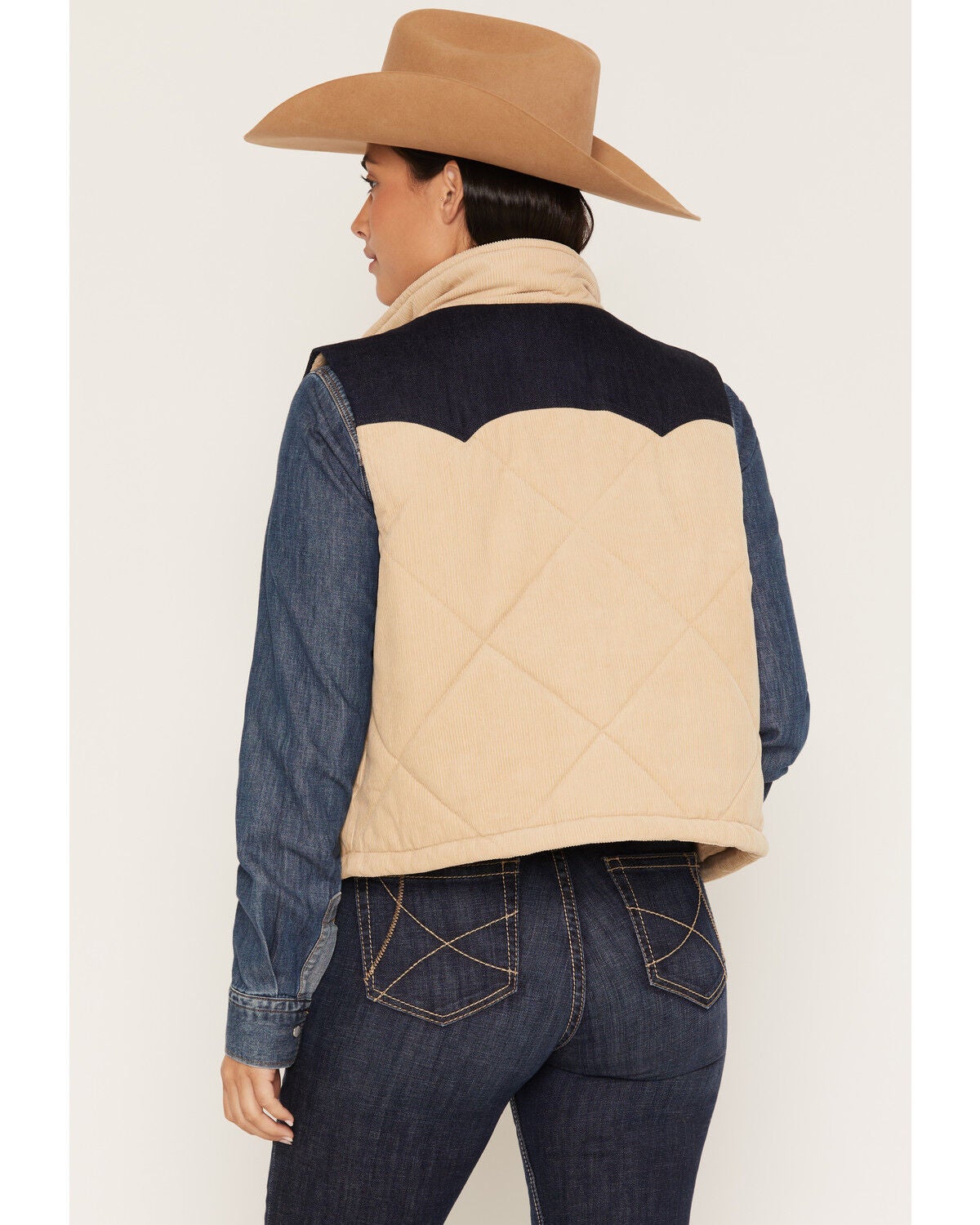 Image #4 - Ariat Women's Dalton Insulated Cropped Vest, Beige, hi-res