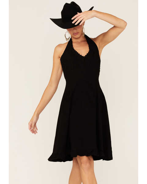 Image #1 - Scully Peruvian Cotton Halter Top Dress, Black, hi-res