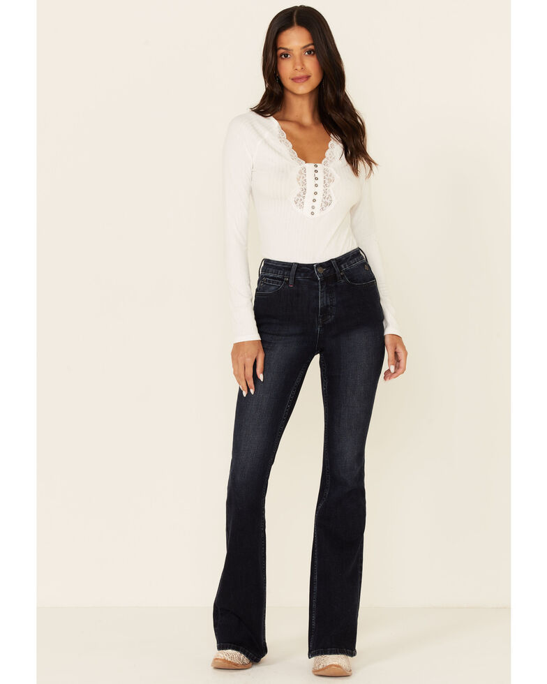 Idyllwind Women's High Rise Wild Heart Flared Jeans, Dark Blue, hi-res