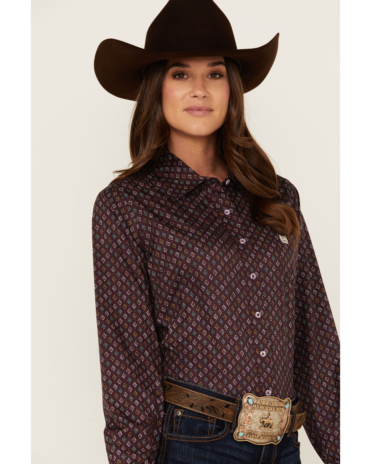 Image #2 - Cinch Women's ARENAFLEX® Printed Long Sleeve Button-Down Western Shirt, Purple, hi-res