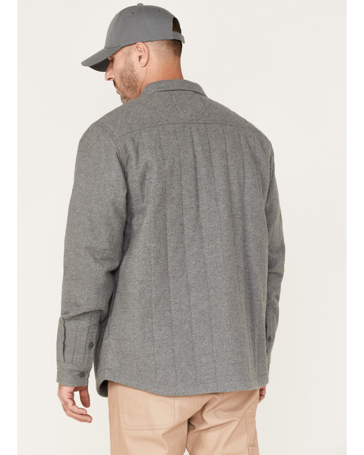 Image #4 - Hawx Men's Channel Quilted Flannel Button-Down Shirt Jacket, Grey, hi-res