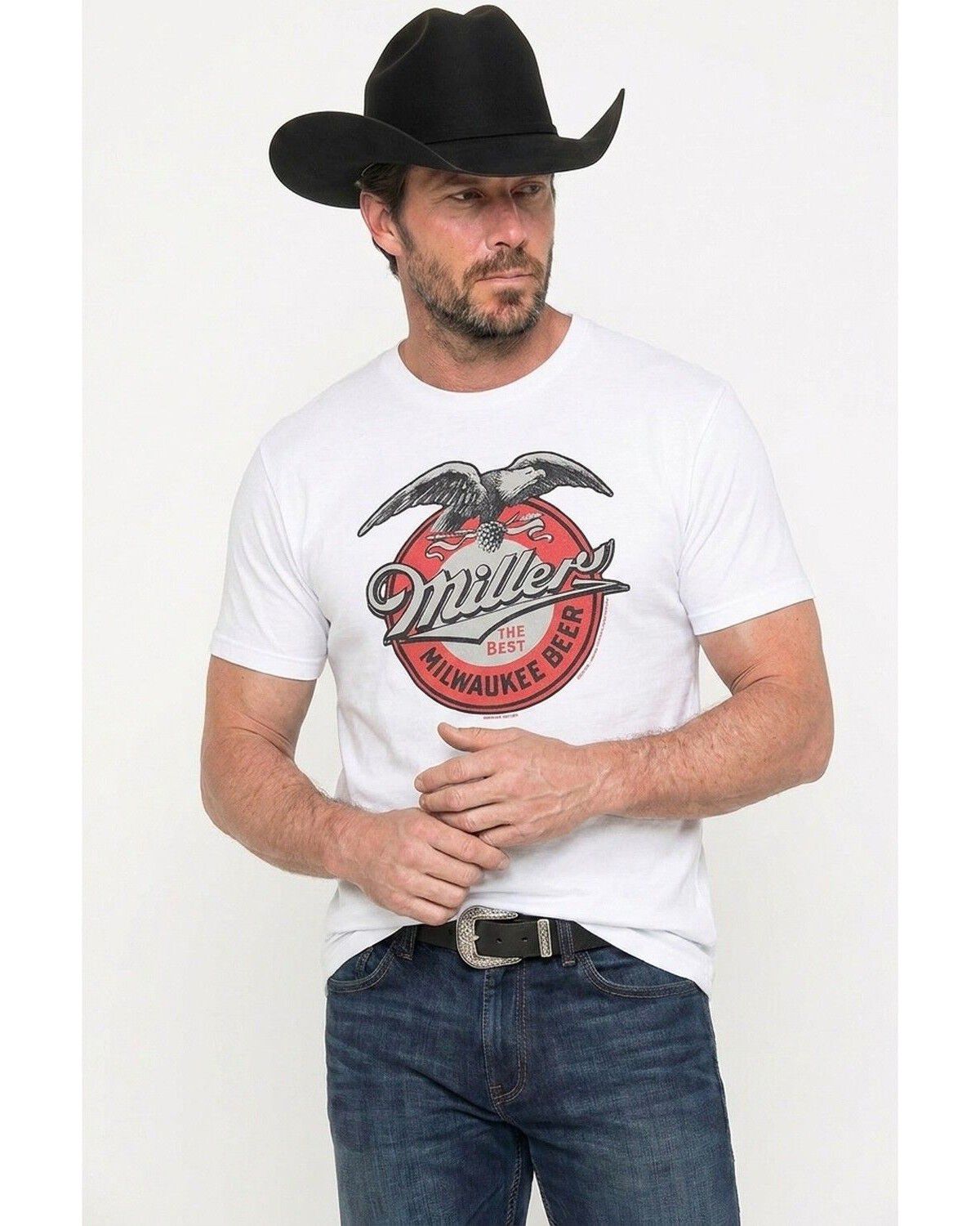 Miller Men's Retro Label Short Sleeve Graphic T-Shirt, White, hi-res