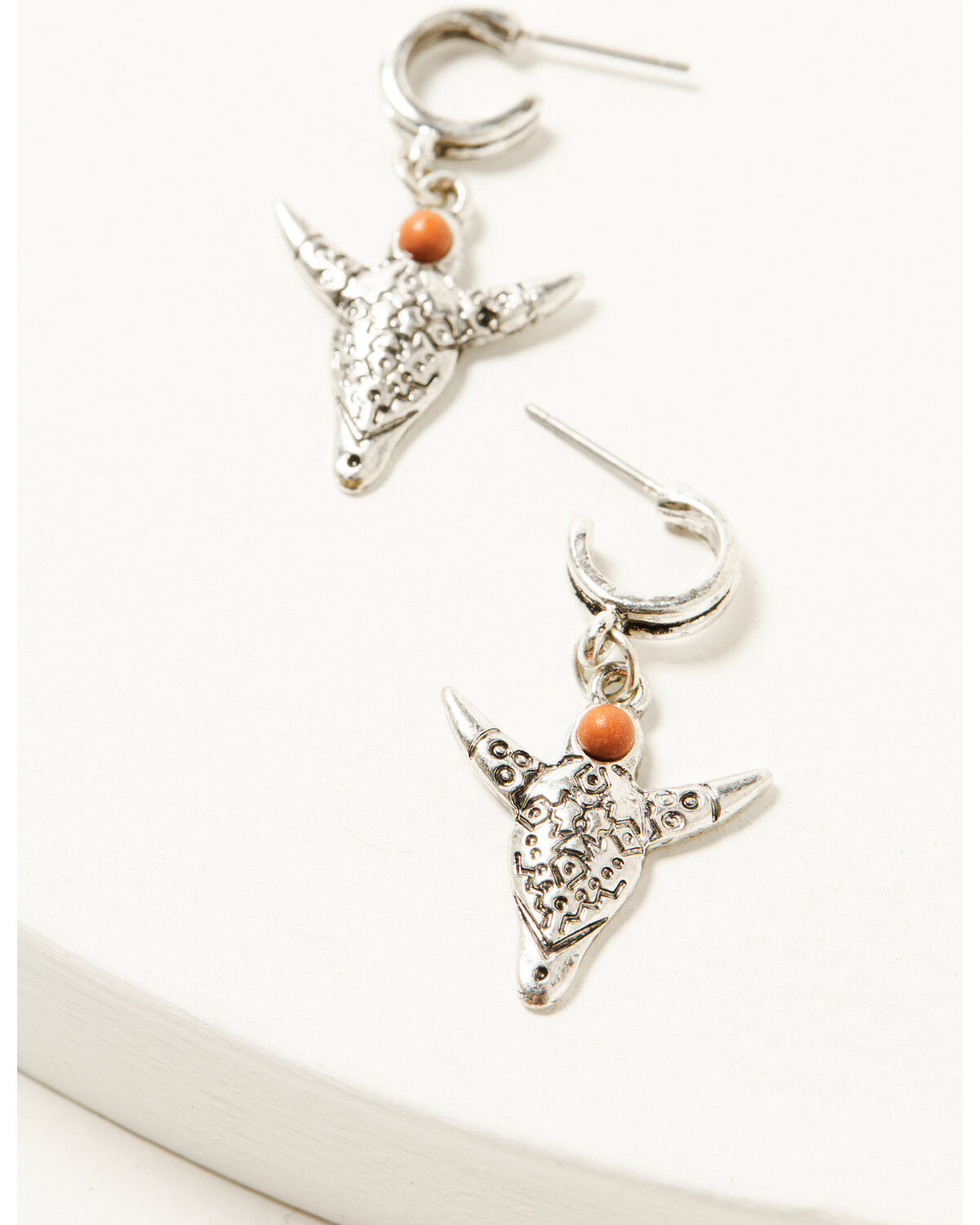 Image #4 - Shyanne Women's Feather Horseshoe Bull Earring Set - 3 Piece, Silver, hi-res