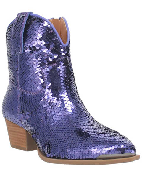 Dingo Women's Bling Thing Sequins Ankle Booties - Snip Toe, Purple, hi-res