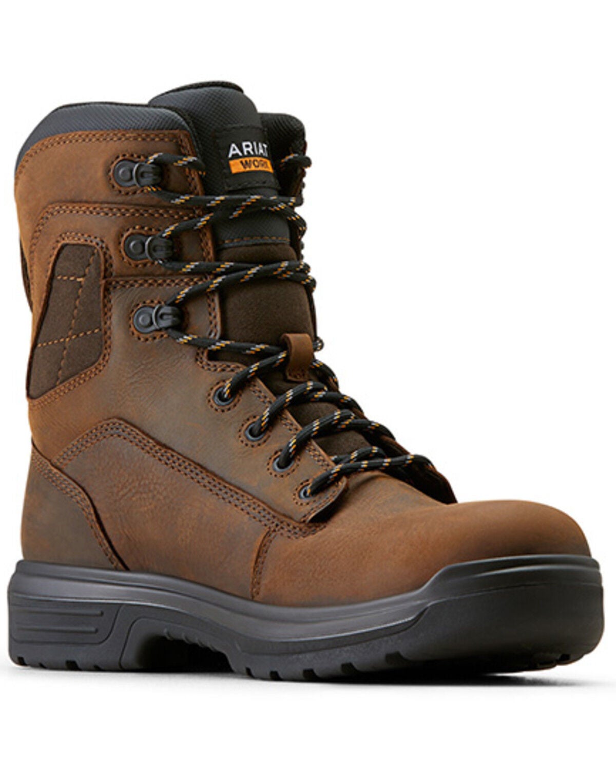 Ariat Men's 8" Turbo Waterproof Work Boots - Soft Toe, Brown, hi-res