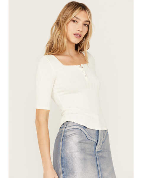 Image #1 - Idyllwind Women's Lucy Square Neck Henley Shirt, Ivory, hi-res