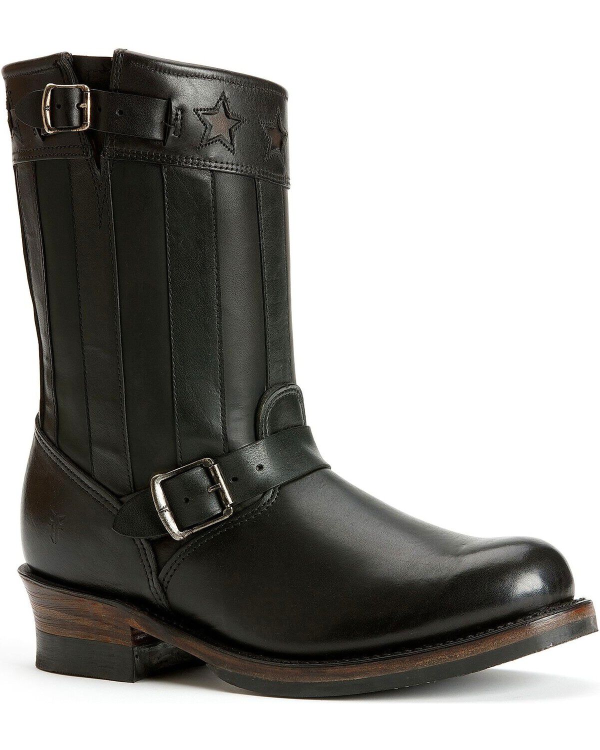 Image #1 - Frye Women's Engineer Americana Short Boots - Round Toe, Black, hi-res